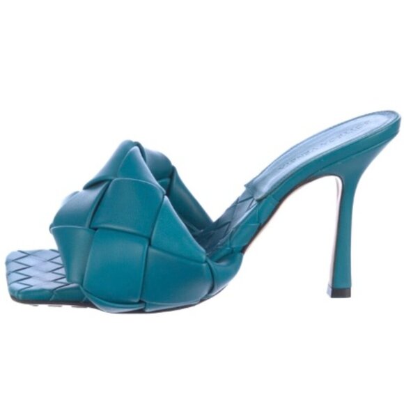 Bottega Veneta Lido Maxi Tubloare Slide High Heel Sandals Vintage Blue + Box - Picture 1 of 15